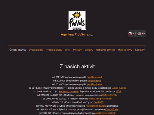 agenturaprovas výlep plakátů, reklama, zaměstnávání zdravotně znevýhodněné osoby, prodej historických plakátů, 