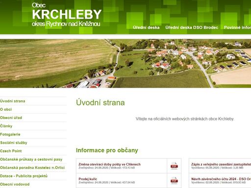 oficiální webové stránky obce krchleby, okr. rychnov nad kněžnou