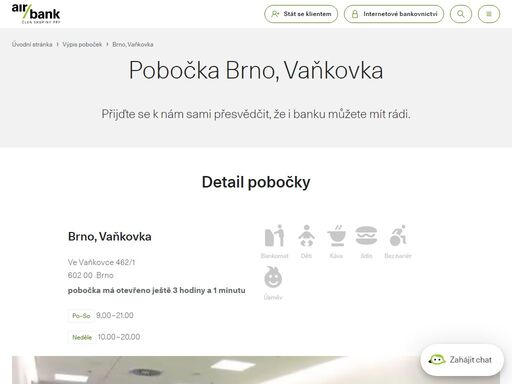 na pobočce se nachází zvenku vkladomat dostupný dle otevírací doby oc.pobočku najdete v obchodním