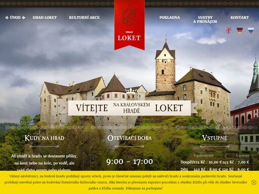 oficiální stránky hradu loket. středověký hrad na výrazném skalním ostrohu, ze tří stran obklopený řekou ohří, je srdcem malebného městečka. hrad loket leží v chráněné krajinné oblasti slavkovský les. díky 26 m vysoké hradní věži si můžete všechno pěkně prohlédnout z ptačí perspektivy, včetně náměstí s barokním sloupem nejsvětější trojice, historických měšťanských domů a zbytků hradeb.