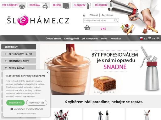 šleháme, bombičky, šlehačka, bamix, zmrzlinovač, kayser, isi specializovaný prodejce šlehačkových lahví a bombiček ? skvělé italské zmrzlinovače musso a švýcarské mixéry bamix ? vše skladem k okamžité expedici