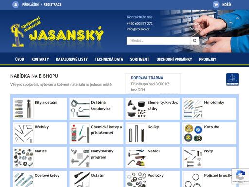 šrouby, matice, podložky, vruty, hmoždinky, hřebíky a další spojovací a kotevní materiál na jednom místě. ceny uvedené v e-shopu jsou platné pro zboží, které je skladem. z důvodu neustálého
