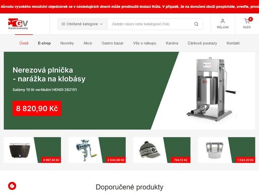 eshop gastrovesely nabízí profi gastro zařízení a vybavení, řeznické potřeby, mlýnky na maso, vakuové baličky, ale také vakuové sáčky a koření.