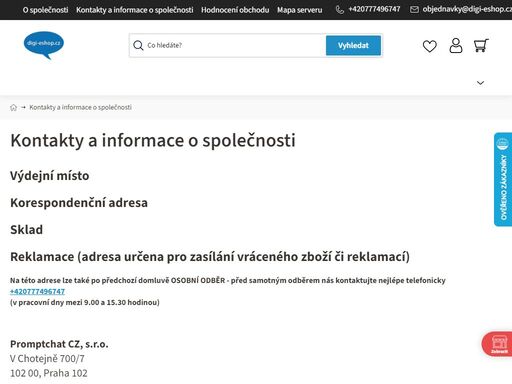 kontakty a informace o společnosti, digi-eshop.cz