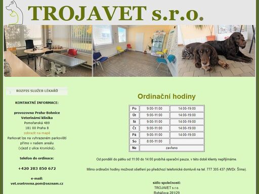 veterinární ordinace pro psy, kočky a malá zvířata.