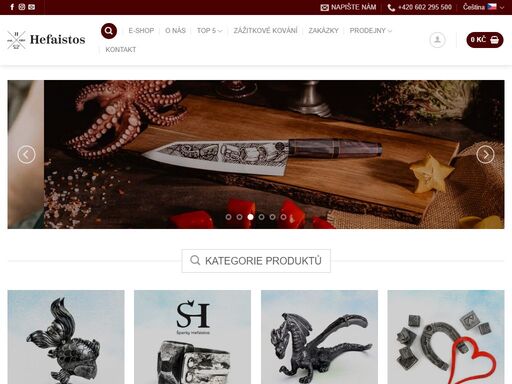 eshop - umělecké kovářství. kované designové výrobky: růže, svícny, sochy, sklenice, ručně vyráběné meče, dýky, sekery. kamenná prodejna rybná - praha 1.