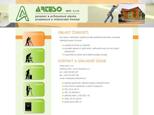 stavební firma arteso s.r.o. - pozemní a průmyslové stavby, projektová a inženýrská činnost.