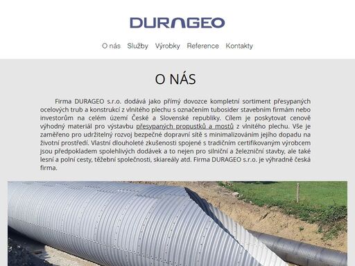 durageo dodává ocelové přesypané mostní konstrukce a trouby z vlnitého plechu známé taky jako tubosider