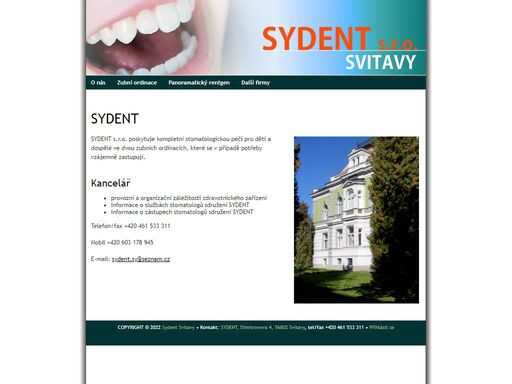 stomatologické sdružení sydent poskytuje kompletní stomatologickou péči pro děti a dospělé ve 4 zubních ordinacích, které se v případě potřeby vzájemně zastupují.