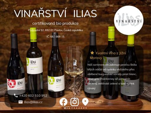 vysoce kvalitní vína z bio produkce malého rodinného vinařství z oblasti pálavských vrchů