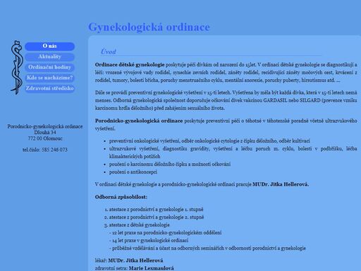 webová prezentace gynekologicko-porodnické ordinace v olomouci