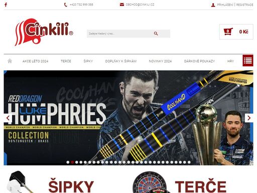 vítejte v našem specializovaném obchodě www.cinkili.cz. zaměřeném na šipky, terče, kulečník, deskové hry, poháry a trofeje. prodejna v praze a litvínově.