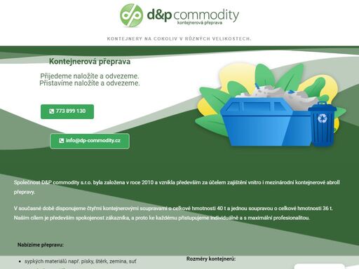 d&p commodity s.r.o. - kontejnerová přeprava litoměřice, liběšice, vimperk, severní čechy, jižní čechy