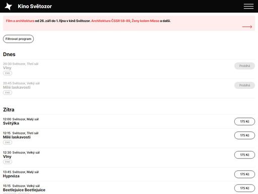 podívejte se na aktuální projekce kina světozor. promítáme to nejlepší ze současné kinematografie. artové i kvalitní mainstreamové filmy, festivaly, přenosy.