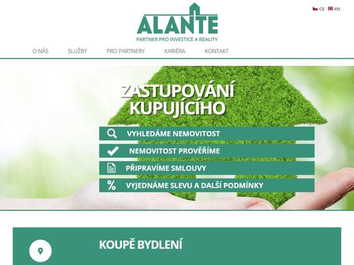 alante je ryze česká společnost zastupující výhradně kupující nemovitosti. vytváříme nový segment trhu, jehož cílem je budování větší důvěry v realitní trh.