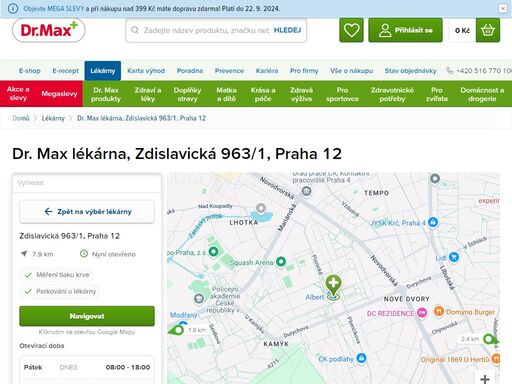 dr. max lékárna, zdislavická 963/1, praha 12  | dr. max lékárna