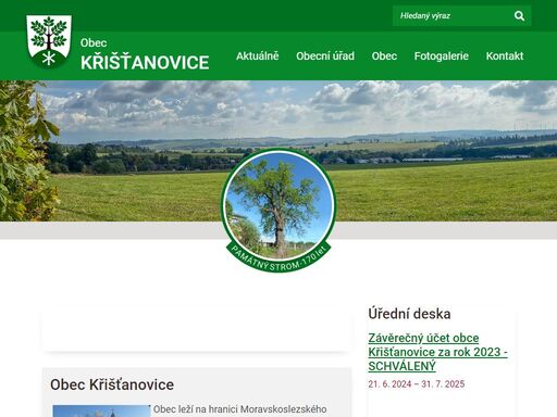 oficiální stránky obce křišťanovice