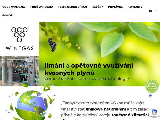 winegas.cz - jímání a opětovné využívání kvasným plynů