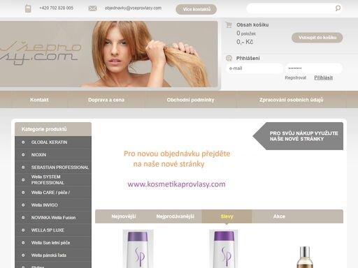e-shop zaměřený na prodej vlasové kosmetiky