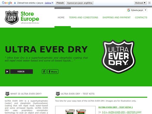 european online retailer of ultra ever dry. ultra ever dry is a superhydrophobic and oleophobic coating that will repel most water-based and some oil-based liquids.