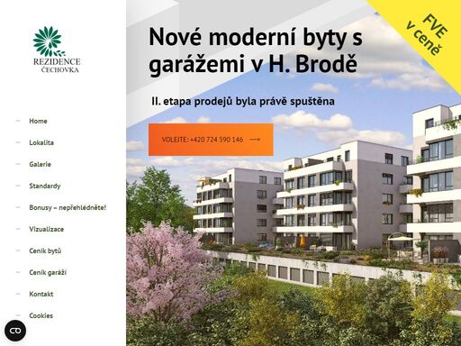 uzavřený areál moderních rezidenčních bytů s garážemi v lokalitě stromovka v h. brodě.