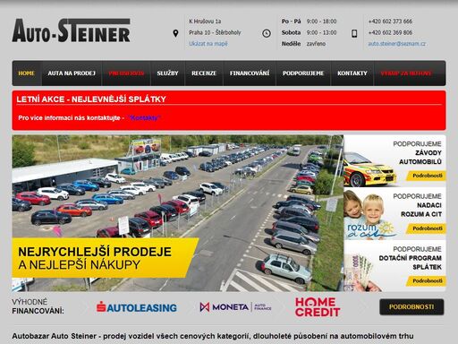 autobazar auto steiner prodej vozidel všech cenových kategorií, nabídka přes 200 vozidel, dlouholeté působení na automobilovém trhu