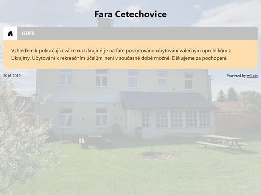 fara cetechovice nabízí v letních i zimních měsících pohodlné ubytování a nezbytné zázemí pro letní i zimní rekreaci a volnočasové aktivity za výhodné ceny.