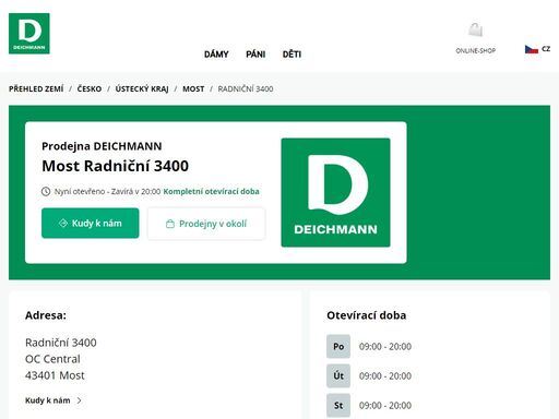 váš prodejnu deichmann radniční 3400 ve most ? otevřít pracovní dobu a ? telefonní číslo ? zobrazit nyní.