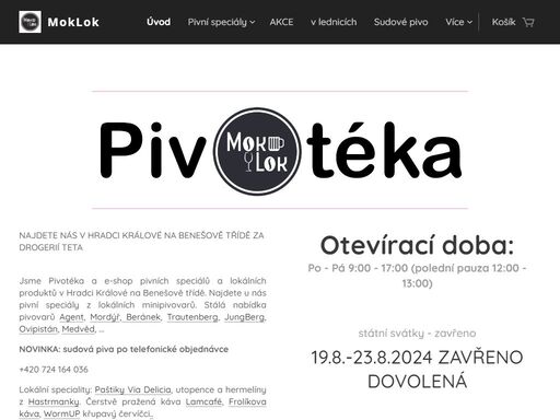 pivotéka, prodejna pivních speciálů a lokálních specialit na benešově třídě.