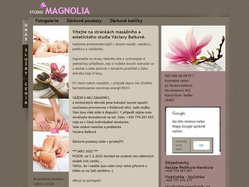 studio magnolia nabízí profesionální péči v oblasti pedikúry, manikúry,masáží a vizážistiky.