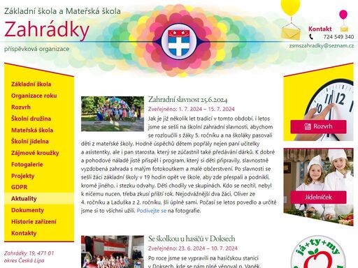oficiální stránky základní školy a mateřské školy zahrádky, příspěvková organizace - u české lípy.
