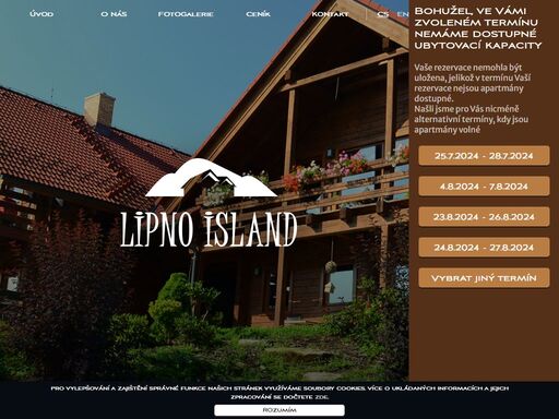 lipno island nabízí ubytování v apartmánech na břehu lipna. prostorné apartmány ve srubech uprostřed lesů a luk.