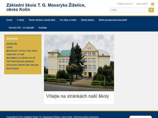 oficiání webové stránky základní školy t.g. masaryka v žiželicích, okres kolín