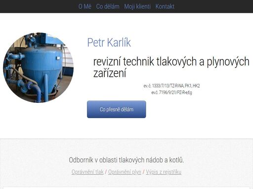 petr karlík | revizní technik vyhrazených tlakových a plynových zařízení