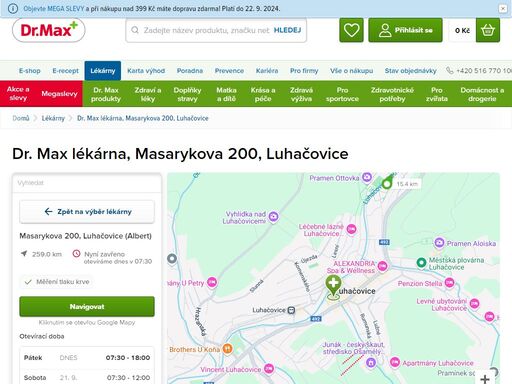 dr. max lékárna, masarykova 200, luhačovice | dr. max lékárna