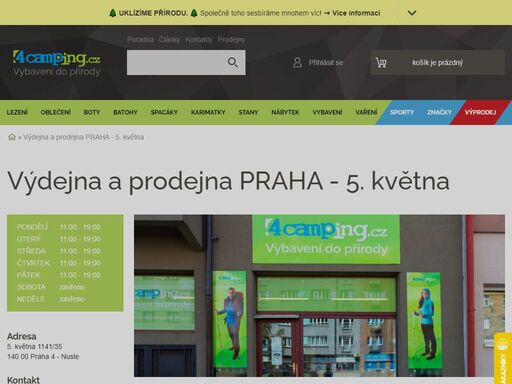 pořiďte na pobočce 5. května vybrané outdoorové a kempingové vybavení nebo vyzvedněte svou objednávku z e-shopu 4camping! info o prodejně zde ?