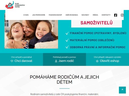 poskytování bezplatné pomoci rodičům samoživitelům a jejich dětem