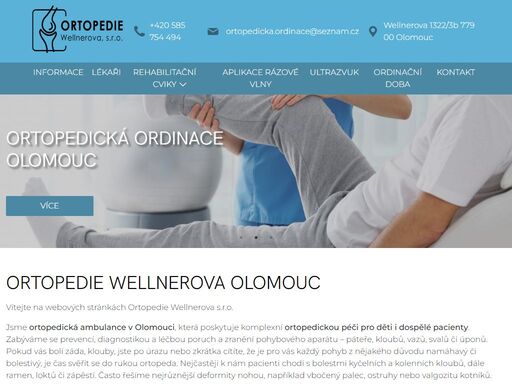 ortopedie wellnerova s.r.o. je ortopedická ambulance v olomouci, které poskytuje komplexní ortopedickou péči pro dospělé pacienty i děti od 6 týdnů věku.