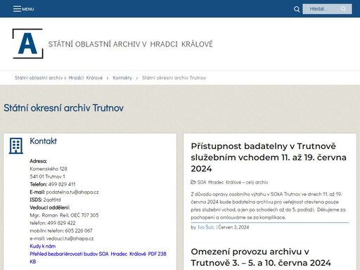 vychodoceskearchivy.cz/home/kontakty/statni-okresni-archiv-trutnov