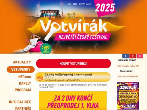 festival votvírák je největší český multižánrový festival - hudebně zaměřený převážně na rock, pop a hip hop hop v provedení českých a slovenských interpretů. 20 minut od prahy - milovice 