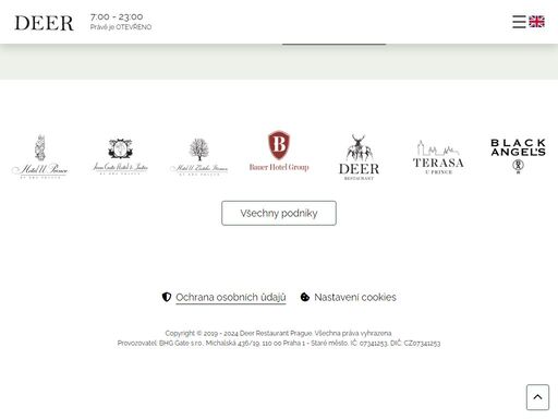 rezervace stolu okamžitě a online. rezervovat si lze stůl, část nebo celou restauraci. rezervaci můžete kdykoli v jejím průběhu upravit. deer restaurant je za´rukou nezapomenutelne´ho gastronomicke´ho za´zˇitku. deer restaurace, praha 1 centrum