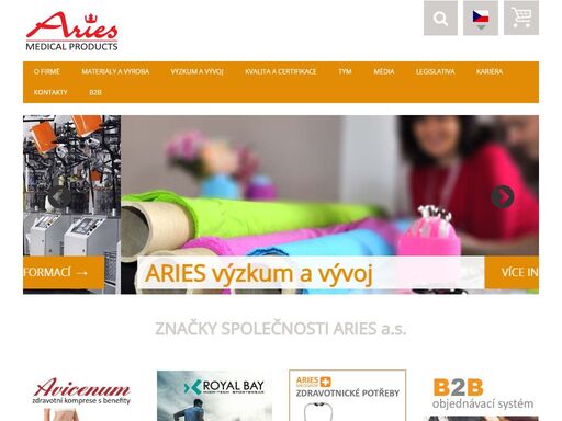 aries, a.s. je výrobní společnost zaměřující se na výrobu a prodej zdravotního kompresivního zboží avicenum a sportovního kompresního zboží royal bay.