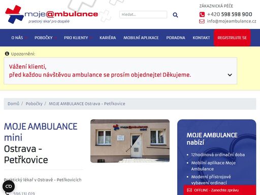 moje ambulance – největší síť ordinací praktických lékařů pro dospělé v čr. 12hodinová ordinační doba, online registrace i objednávka, hrazeno ze zp. 