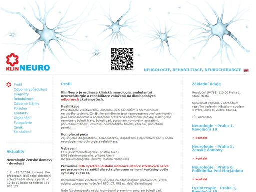 neurologická ambulance klinneuro (revoluční 19, praha 1, 4. patro / info@klinneuro.cz) s možností on-line objednání. profil.