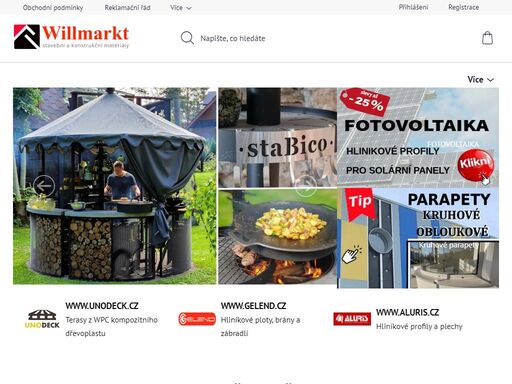 willmarkt.cz nabízí hliníkové stavební a konstrukční profily. výrobky pro dům a zahradu: hliníkové ploty a brány, wpc terasy, nášlapní nebo  kruhové parapety, nechybí ani pergoly i grily.