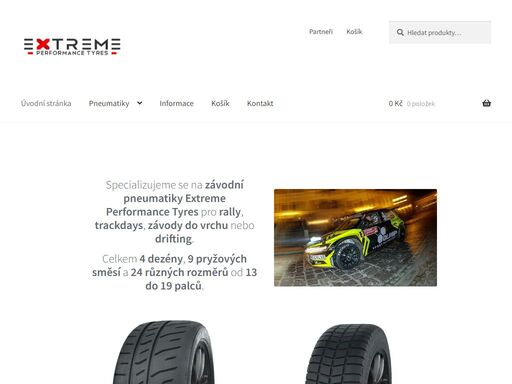 specializujeme se na závodní pneumatiky extreme performance tyres pro rally, okruhy a drift. celkem 9 různých směsí a 24 rozměrů.