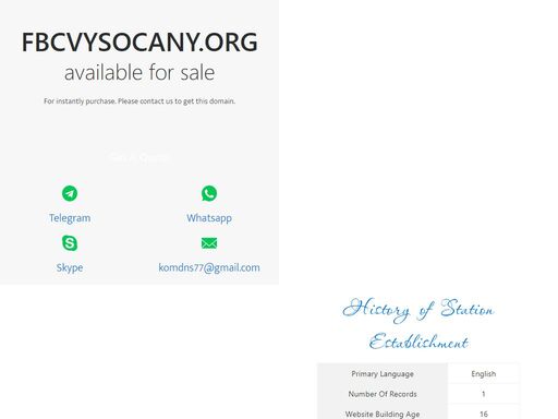 fbcvysocany.org this domain name is for sale. owning a suitable domain name will help you achieve greater success in your career. for any business consultation about fbcvysocany.org, please contact us! ! !