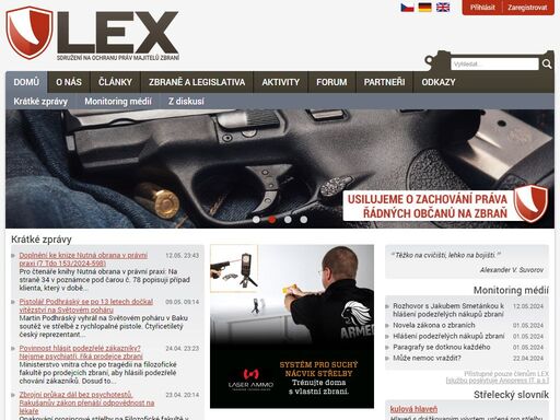 stránky lex - sdružení na ochranu práv majitelů zbraní.