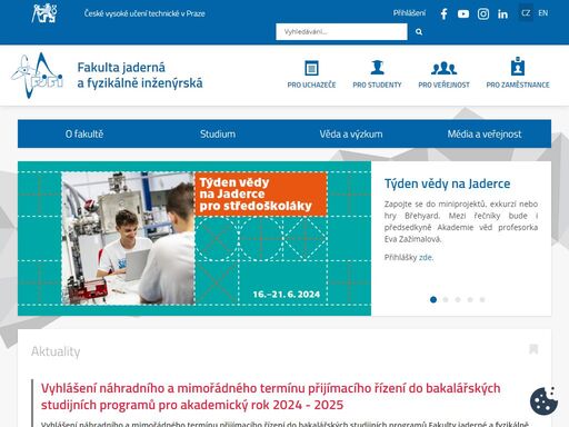 fakulta jaderná a fyzikálně inženýrská, české vysoké učení technické v praze