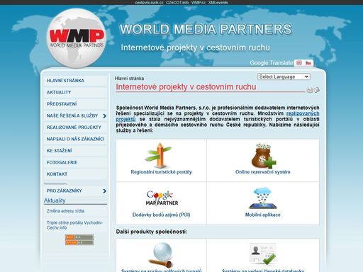 oficiální webové stránky společnosti world media partners, s.r.o. - profesionálního dodavatele internetových řešení pro projekty v cestovním ruchu.